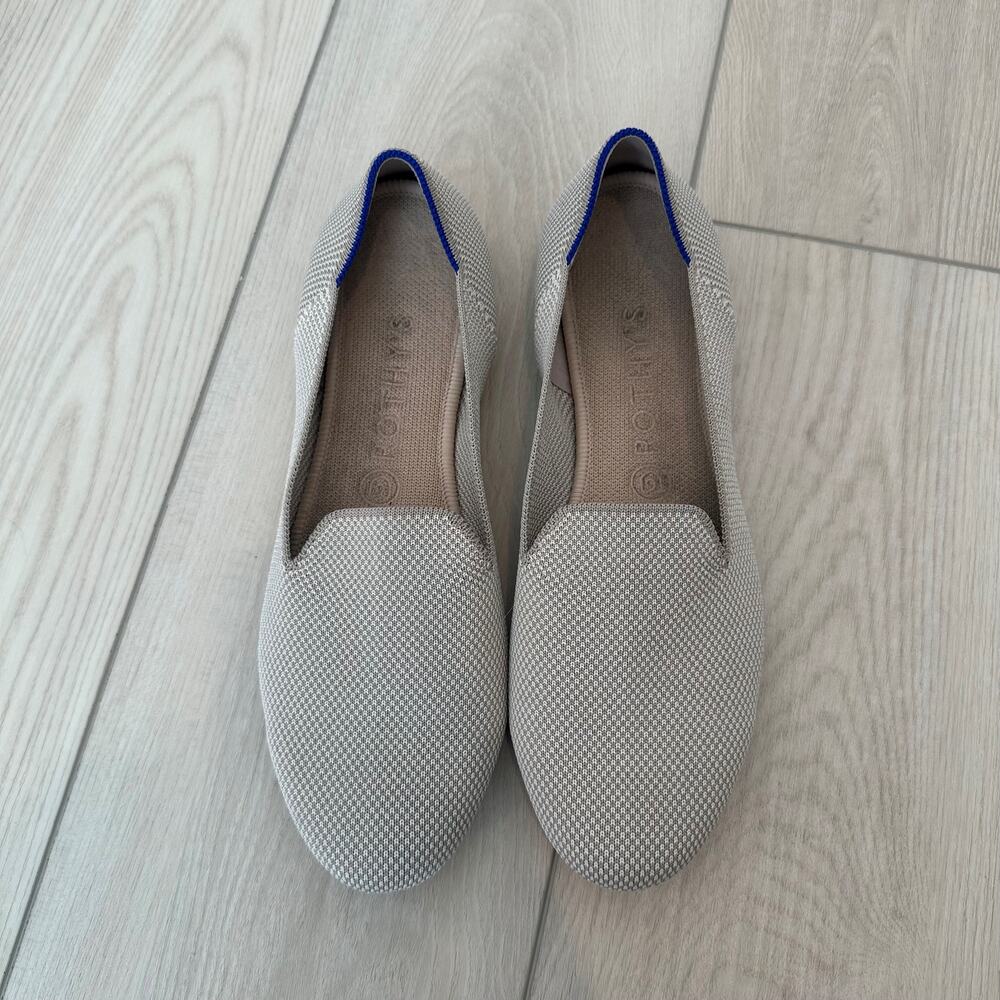 Rothy's The Loafer Linen Double Stitch cream beige slip-on loafers flats 9.5